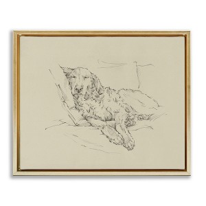 Stupell Industries Peaceful Resting Labrador Dog Pencil Sketch Drawing Floating Frame Canvas Art, Gold, 21" x 17" - 1 of 4