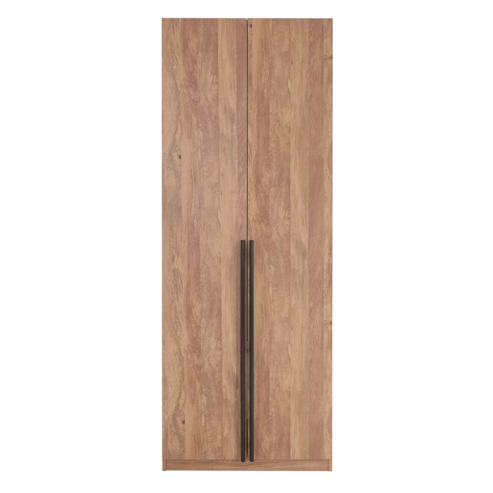 Photos - Wardrobe Manhattan Comfort Lee 2 Door and 4 Shelf  Closet: Wood Laminate, Metal Hardware, Modern Style