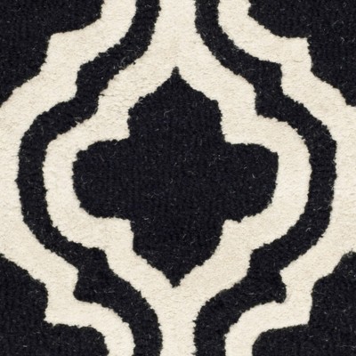 Hand-Tufted Cambridge Wool Area Rug in Black & Ivory - 30" x 14"