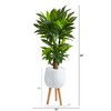 Nearly Natural 46-in Corn Stalk Dracaena Artificial Plant in White Planter with Stand (Real Touch) - 2 of 4