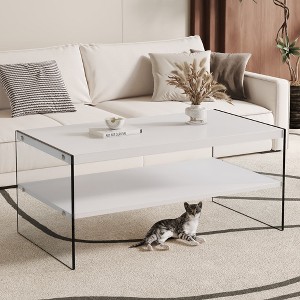 MAYEERTY Double Layered Rectangular Coffee Table for Living Rooms and Bedrooms - 1 of 4