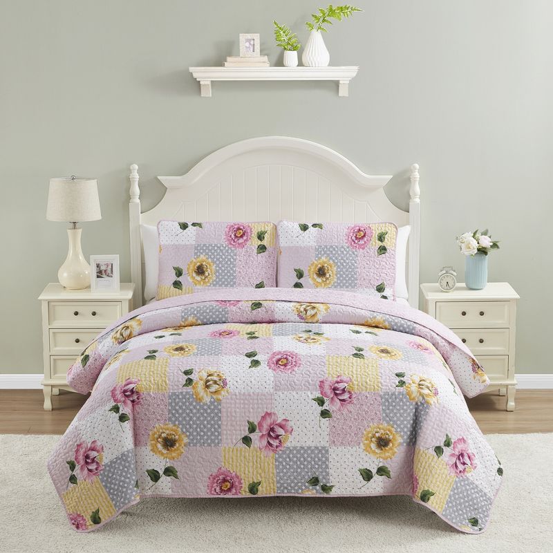 Sweet Home Collection Quilt Embroidered Soft and Luxurious Patch Quilt Set with Shams, 2 of 6