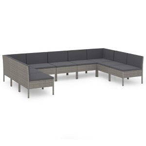 vidaXL Patio Lounge Set Outdoor Sectional Sofa Set Table Poly Rattan Gray - 1 of 4