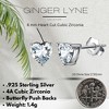 Birthstone Heart Earrings for Women by Ginger Lyne 6mm CZ Solitaire Stud Earrings Sterling Silver - 4 of 4