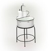 34" Metal Antique Cylindrical Fountain Sink with Stand White - Alpine Corporation - image 3 of 4