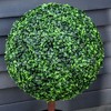 Okak 23.5IN Artificial Boxwood Topiary Ball Tree, Artificial Plants with Life Like Leaf and Trunk, Indoor Faux Trees for Living Room, Green - 4 of 4