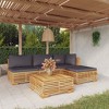 vidaXL 5 Piece Outdoor Patio Lounge Set with Cushions - Solid Teak Wood, Includes Middle Sofa, Corner Sofa, Footrest, Table, with Dark Grey Cushions - 2 of 4