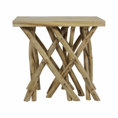 East at Main Rectangular Teakwood Stump End Table