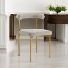 HomeRoots Set of Two Gray And Gold Upholstered Polyester Open Back Dining Side Chairs - 2 of 4