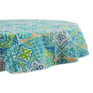 Design Imports Spanish Tile Vinyl Tablecloth 70" Round - 1 of 4