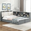 1pc Full Size Storage Platform Bed, Solid Wood Frame with Upholstered Headboard, Shelves & Drawers - Baofuwish - 2 of 4