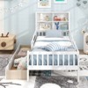 Infans Twin Size Bed Frame with 2 Drawers Bookcase & Blackboard Full-length Guardrails - 4 of 4