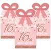Big Dot of Happiness 16th Pink Rose Gold Birthday - Square Favor Gift Boxes - Happy Birthday Party Bow Boxes - Set of 12 - 2 of 4