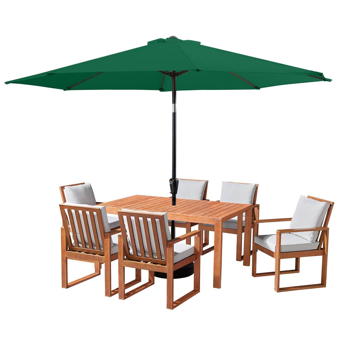 Alaterre Furniture 8pc Outdoor Patio Dining Set, Weston Table with 10' Auto Tilt Umbrella