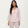 Anna-Kaci Lounge Women's 2-Piece Set Heart Print Button Front Pajama Top with Relaxed Long Sleeves and Matching Elastic Waist Pants - 2 of 4