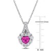 EVERLY JEWELRY | Sterling Silver 2 7/8 CT TGW Created Pink Sapphire & Created White Sapphire Halo Heart Pendant With Chain - 18 inch - 4 of 4