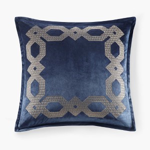 Gracie Mills Mallor Geometric Embroidered Velvet European Pillow Sham - 1 of 4
