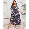 BLUEMING Summer Maxi Dress for Plus Size Women Tie Wasit Surplice Dress Flutter Sleeve A-Line Dress - 2 of 4