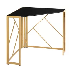 Folia Metal/MDF Corner Desk Gold/Black - LumiSource