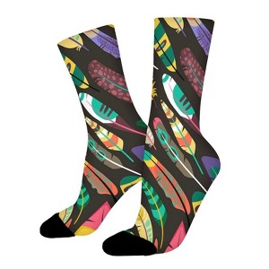 Colorful Feather Women Printed Crew Socks Funny Funky Socks Soft Polyester Novelty Gifts for Artists Men - 1 of 1