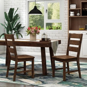 24/7 Shop At Home Kopec Industrial Side Chairs Walnut: Set of 2, Rounded Back Rest - 1 of 4