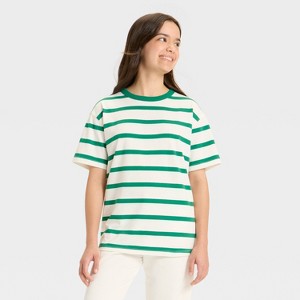 Girls' Oversized Short Sleeve Striped T-Shirt - art class™ - 1 of 3