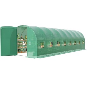Walk-in Tunnel Greenhouse for Outdoors, Large Tunnel Garden House with Swing Door & 16 Vent Windows,Portable Green House Kit for Winter Gardening - 1 of 4