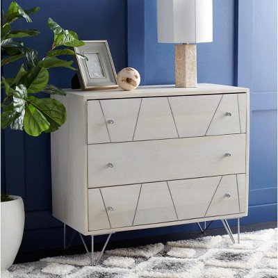 Mid-Century Modern Black and Rattan 3-Drawer Chest