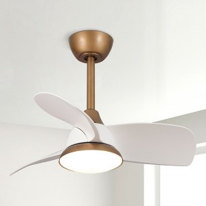 Parrot Uncle 28" Modern Antique Brass LED Ceiling Fan with Light and Remote Small Ceiling Fans with White Blades - 1 of 4