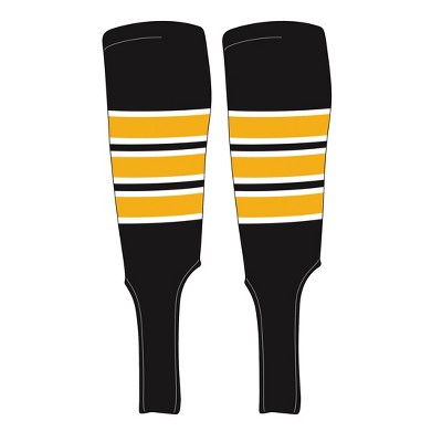 MK Socks Traditional Baseball Stirrups Pattern C-7 Black, White, Gold (M)