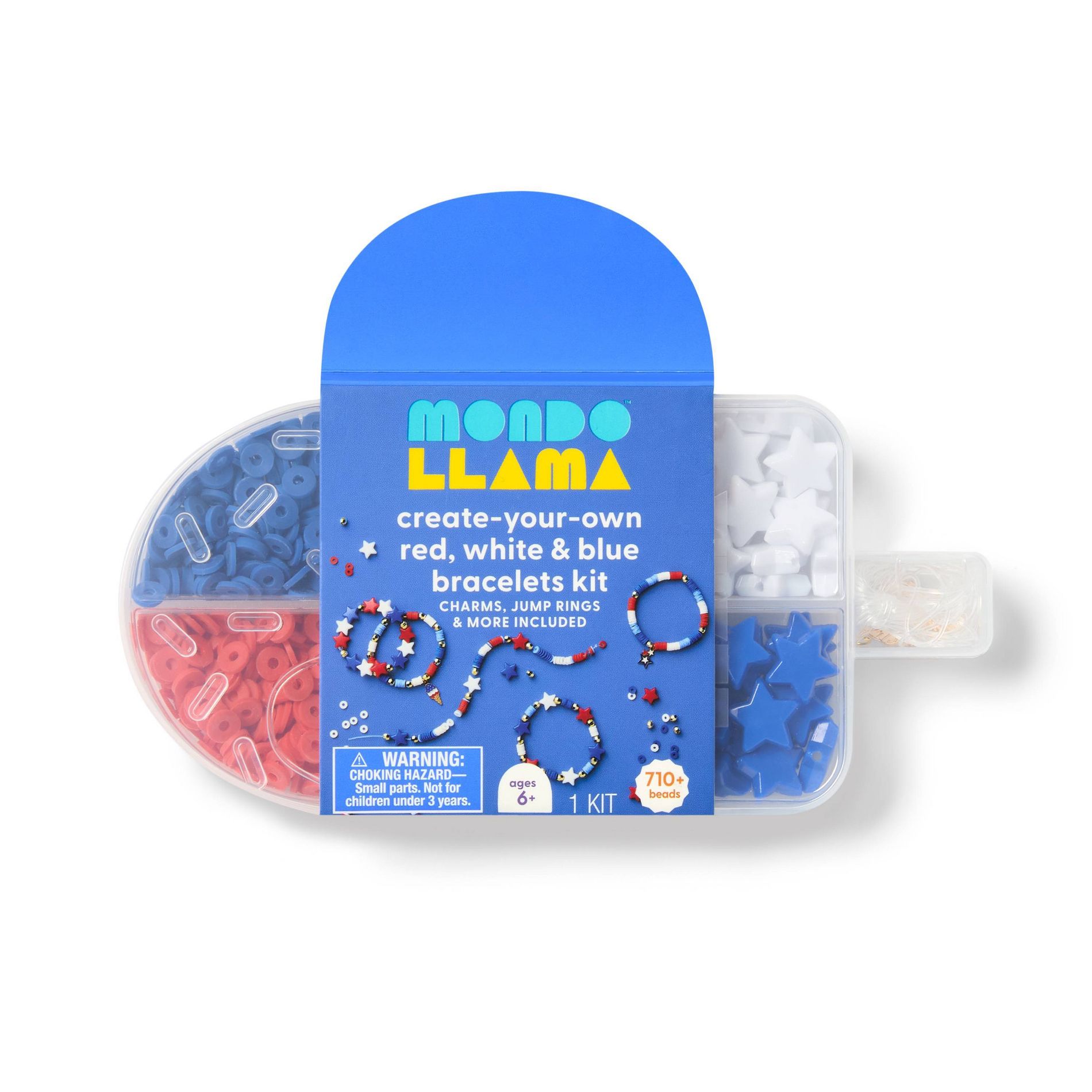4th of July USA Beaded Friendship Bracelet Craft Activity Kit - Mondo Llama™