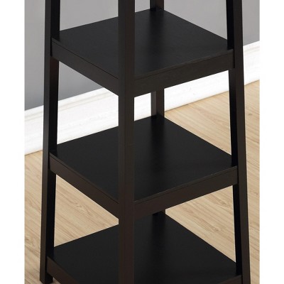 Black Wood Coat Rack with 3-Tier Storage Shelves