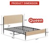 Full Bed Frame with Rattan Headboard, Platform Bed with Strong Metal Slat Support - 2 of 4