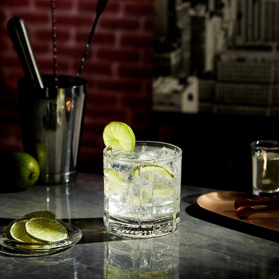 LEMONSODA Premium Checkered Crystal Whiskey Glasses - Set of 6 (12 fl. oz.)