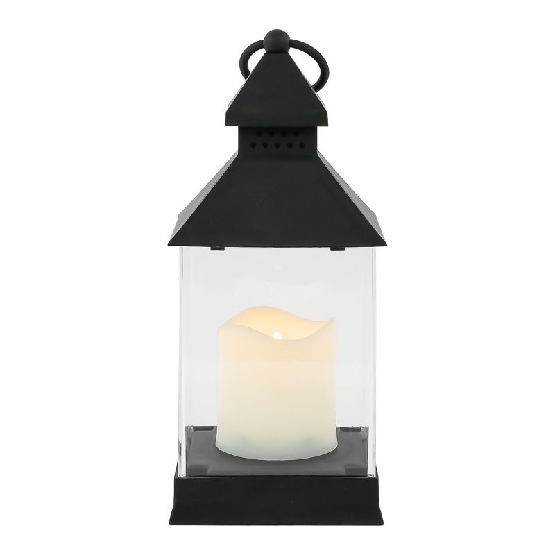 Northlight 9.5" Black Candle Lantern with Flameless LED Candle, 3 of 6