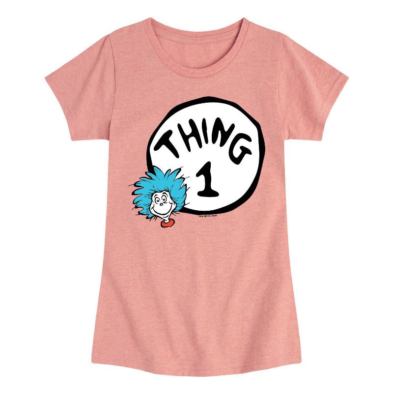 Girls' Dr. Seuss Thing One Short Sleeve Graphic T-Shirt - Light Pink, 1 of 2