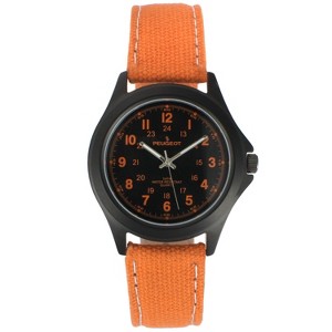 Peugeot Men's 40mm Military Dial Sport Orange Canvas Strap Watch - 1 of 4