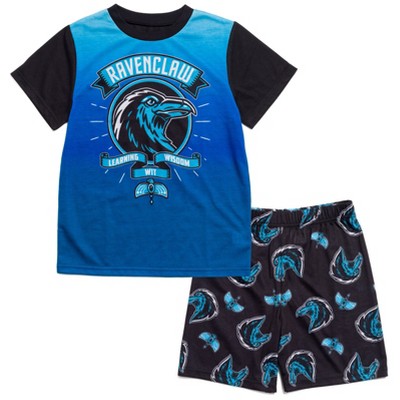 Harry Potter Gryffindor Hufflepuff Ravenclaw Slytherin Pajama Shirt and Shorts Sleep Set Little Kid to Big Kid
