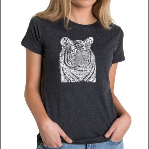 LA Pop Art Women's Premium Blend Word Art T-shirt - Big Cats - 1 of 4