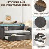 TopComfy Beds Twin Size Daybed with Trundle Bed Upholstered Design with Soft Padded Seating Bedroom Furniture for Bedroom, Gray, 79.5"*45.3"*37.4" - 3 of 4
