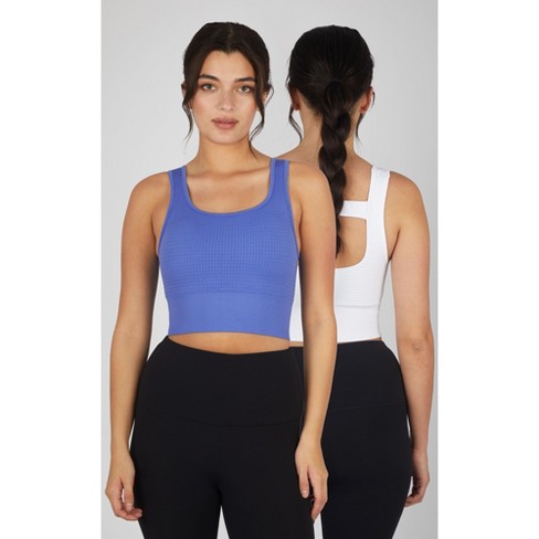 Yogalicious 2 Pack Seamless V-neck Sports Bra - Sweet Lilac/white - Medium  : Target