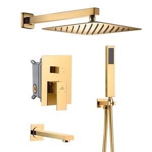 CASAINC 1-Spray Patterns with 2.5 GPM 10 Inches Tub Wall Mount Dual Shower Heads in Spot Resist - 1 of 4
