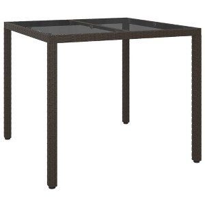 vidaXL Garden Dining Table Brown 35.4" x 35.4" x 29.5" Poly rattan - 1 of 4