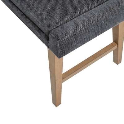 April Mid-Century Gray Upholstered Wood Frame Accent Bench
