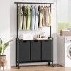 3-Section Laundry Sorter with Extendable Hanging Rod, Heavy-Duty Rolling Laundry Basket with Lockable Wheels and Storage Shelf for Laundry Room - 2 of 4