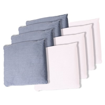 Regulation Sized Cornhole Bag Set- Durable Canvas Bags with Moisture Proof Plastic Lining for Kids and Adults by Toy Time (8 Pack, Gray/White)