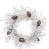 Iced Twig Pinecone Wreath – 24"D Frosted Winter Christmas Wreath Plastic Holiday Accent by Melrose - 2 of 3