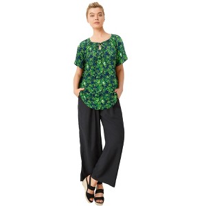 ellos Plus Size Keyhole Peasant Blouse - 1 of 3