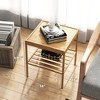 2 PCS 2-Tier Bedside End Table Bamboo Nightstand for Living Room Bedroom - 2 of 4