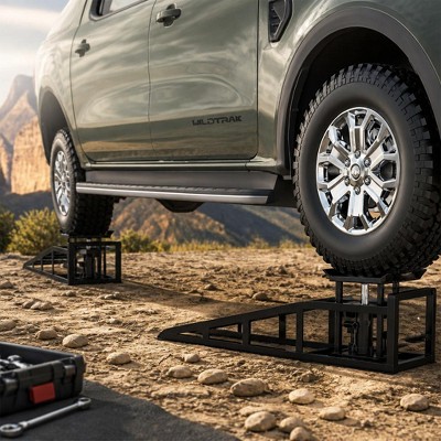 Hydraulic Car Ramps, 11,000 lb Capacity, Adjustable 9.8–16.2 in Lift ...